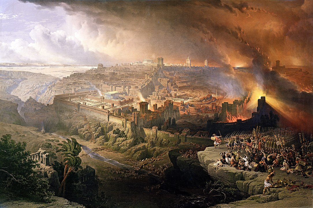 絵画『エルサレムの包囲と破壊』。19世紀イギリスの画家デイビッド・ロバーツ（David Roberts）作
